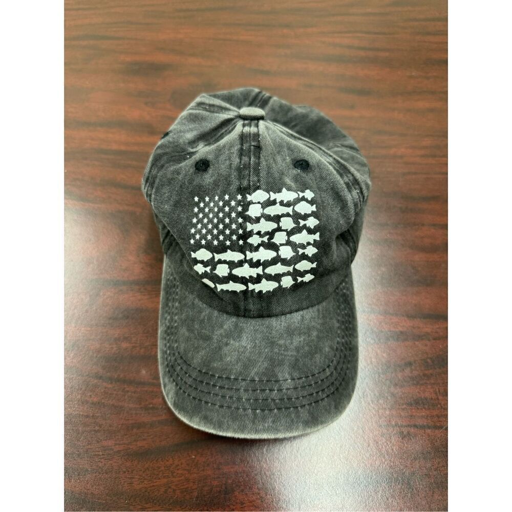 Aldeal Boys Fishing Flag Black Baseball Hat